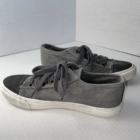 EUC Rare Blowfish Malibu washed canvas dark gray sneakers, side zipper - Picture 3 of 8